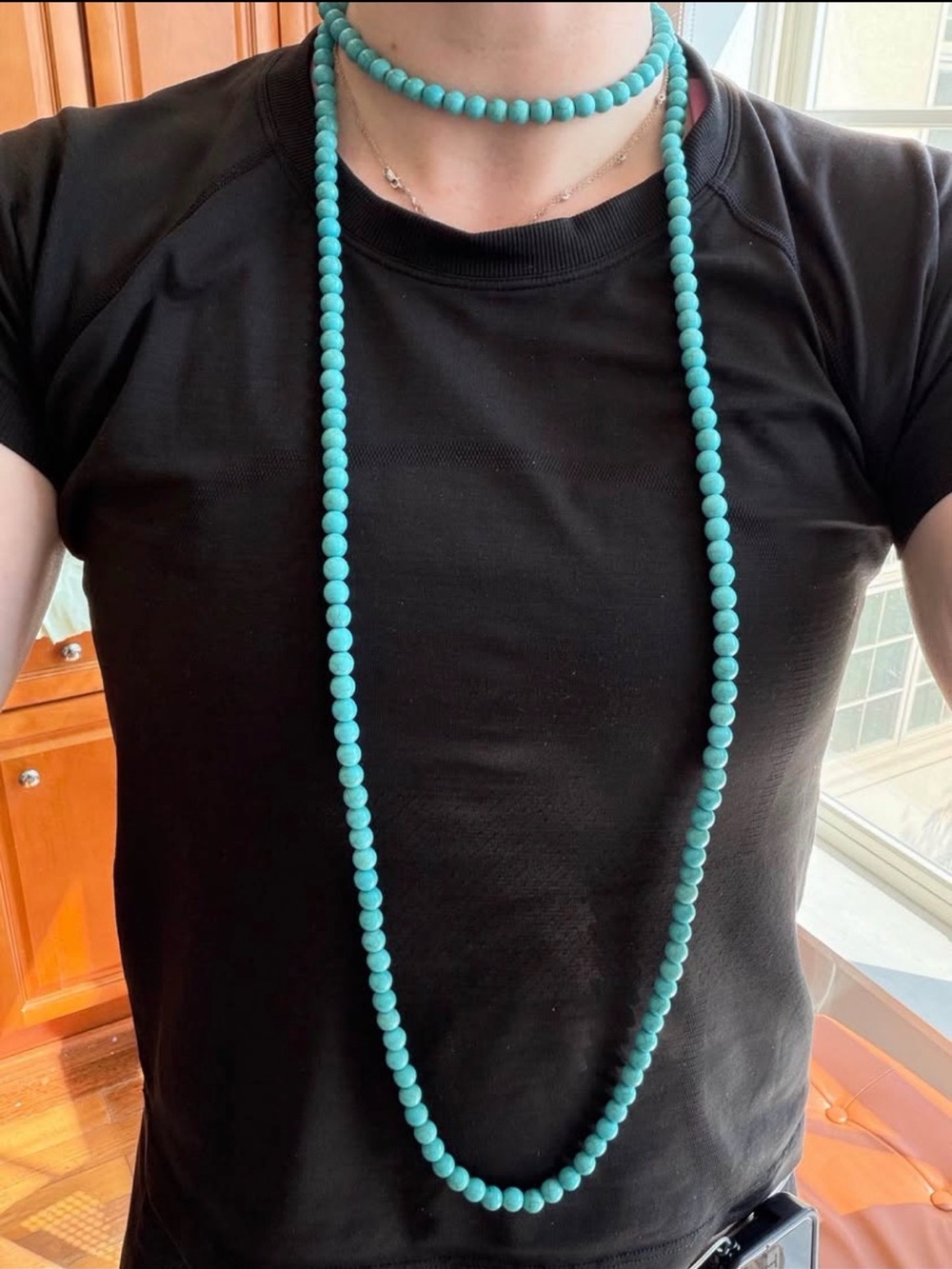 Turquoise Bead Long Necklace - Women's Jewelry